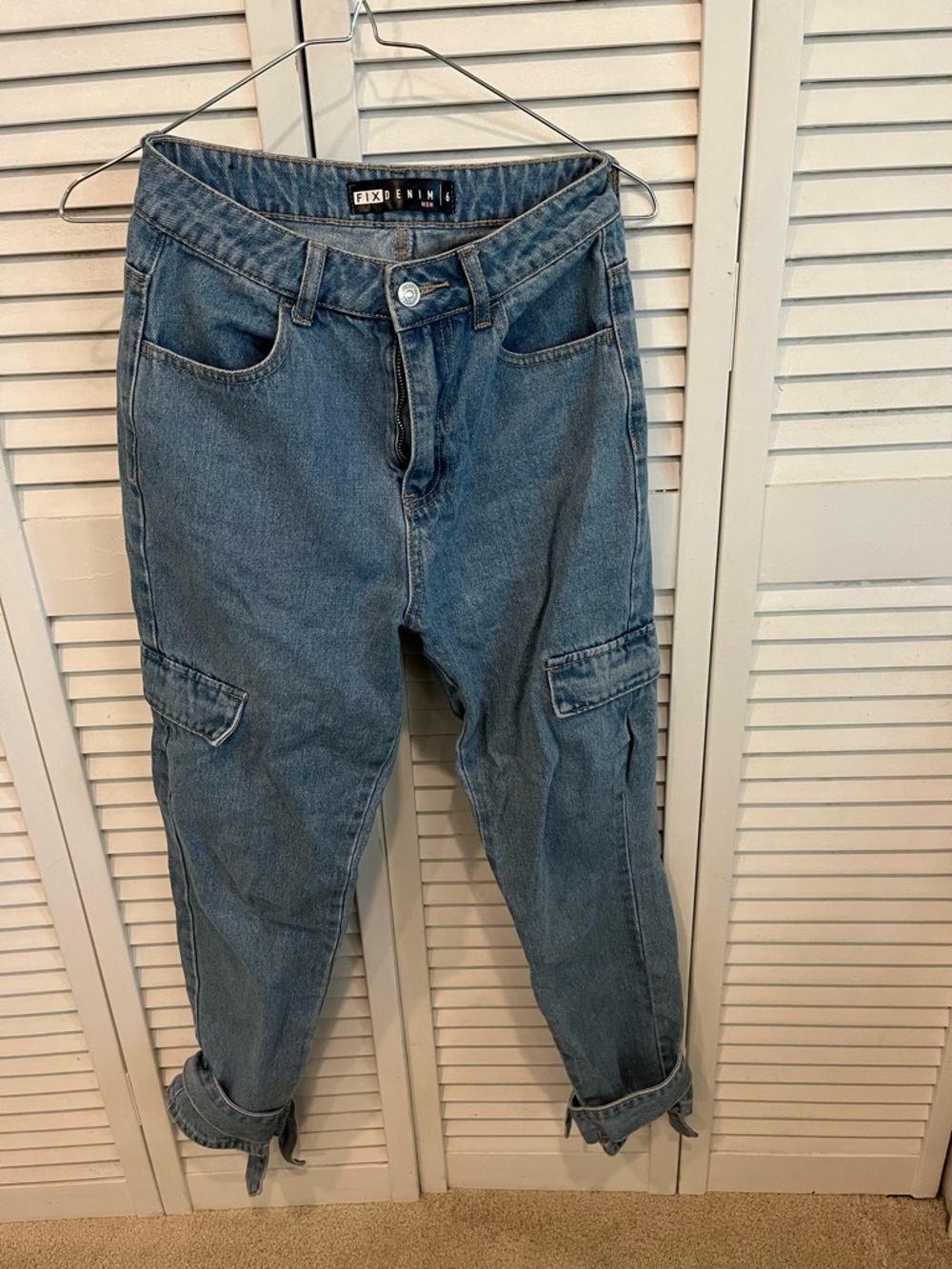 Women's Light Blue Cargo Jeans